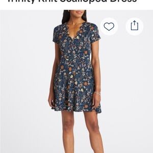 Nine Britton Blue Trinity knit scalloped Flutter Sleeve Sundress